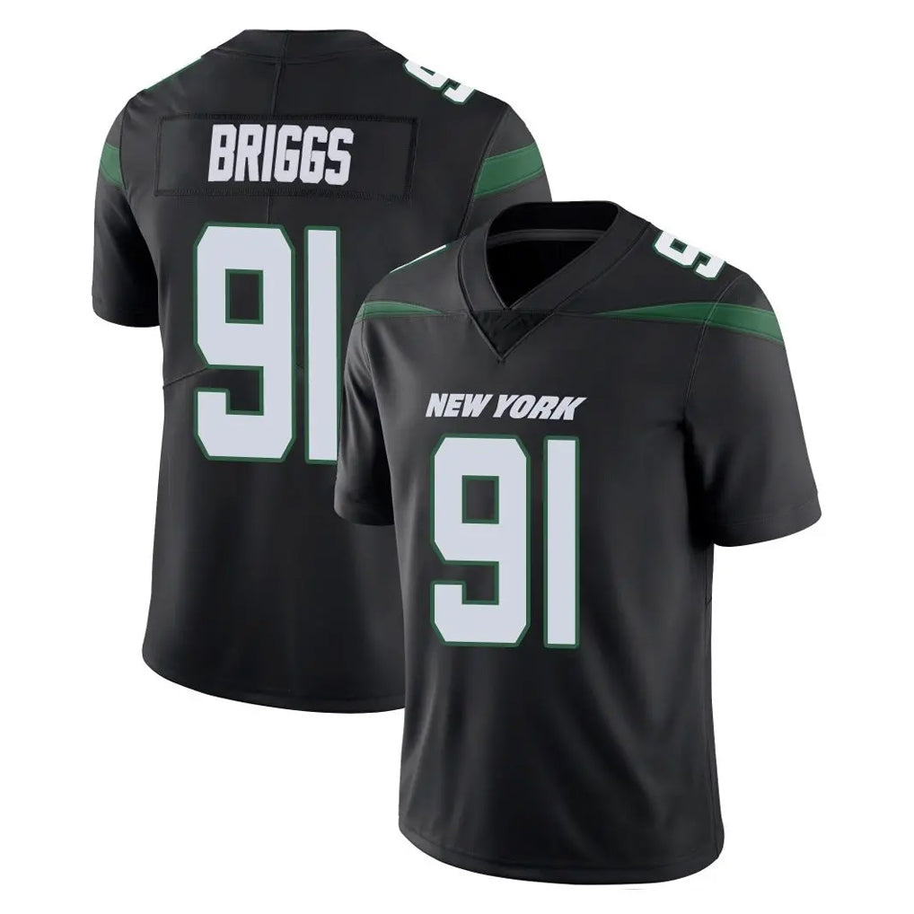 NY.Jets #91 Jowon Briggs Player Stealth Black Limited Vapor Home Game Gdoa Stitched Jerseys