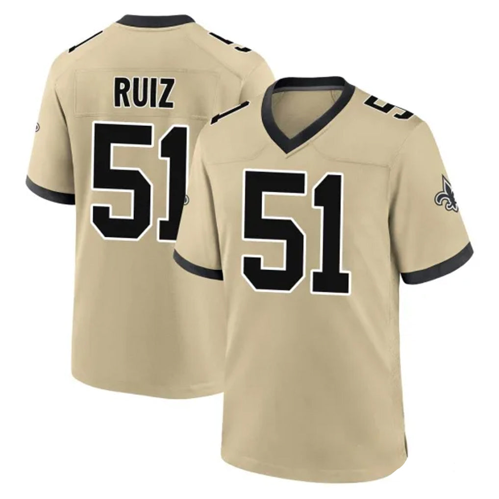 NO.Saints #51 Cesar Ruiz Player Gold Home Game Gdoa Stitched Jerseys