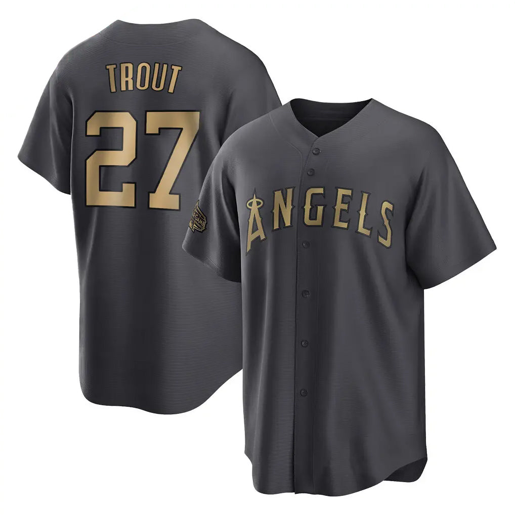 LA.Angels #27 Mike Trout Player Charcoal Game All-Star Fdoa Stitched Jerseys