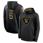 LV.Raiders #6 A.J. Cole Player Black Salute to Service Hoodies Limited Game Gdoa Stitched Jerseys