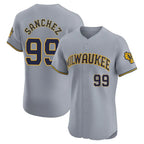 M.Brewers #99 Gary Sanchez Player Gray Home Limited Elite Fdoa Stitched Jerseys