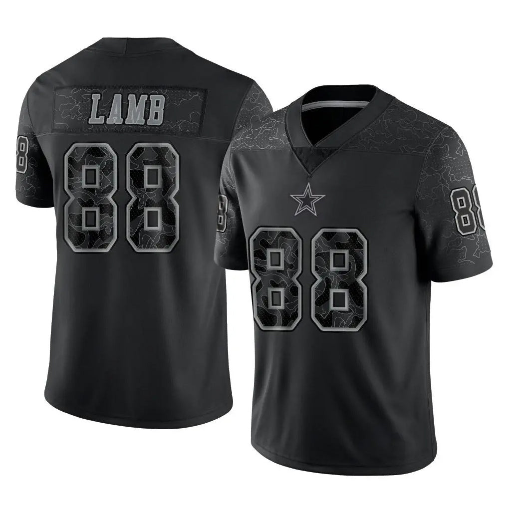 D.Cowboys #88 CeeDee Lamb Player Black Limited Reflective Home Game Gdoa Stitched Jerseys