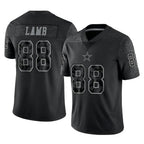 D.Cowboys #88 CeeDee Lamb Player Black Limited Reflective Home Game Gdoa Stitched Jerseys