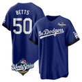 LA.Dodgers #50 Mookie Betts Player Royal World Series City Connect Home Game Fdoa Stitched Jerseys