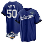 LA.Dodgers #50 Mookie Betts Player Royal World Series City Connect Home Game Fdoa Stitched Jerseys