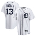 D.Tigers #13 Dillon Dingler Player White Home Game Gdoa Stitched Jerseys