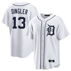 D.Tigers #13 Dillon Dingler Player White Home Game Gdoa Stitched Jerseys