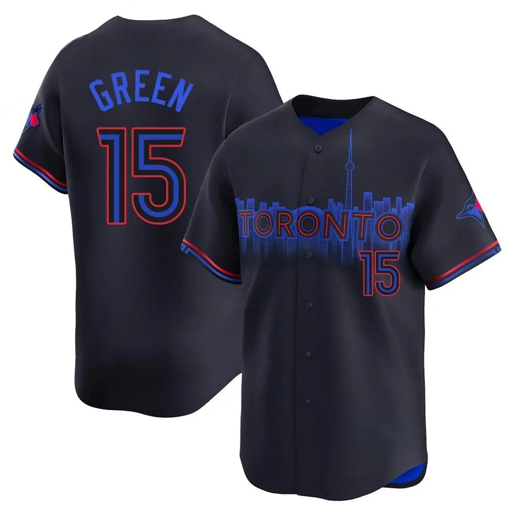 T.Blue Jays #15 Chad Green Player Black&Blue City Connect Limited Fdoa Stitched Jerseys