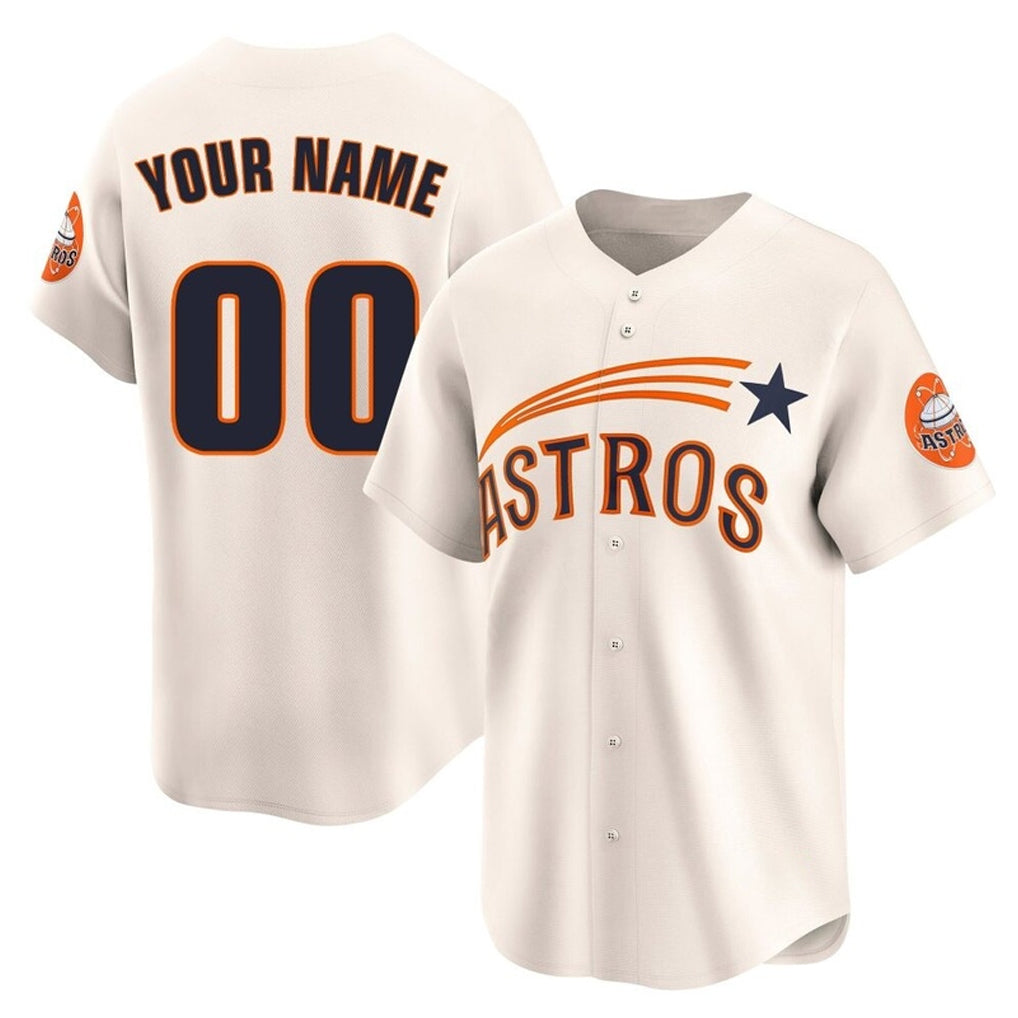 Custom H.Astros Cream Throwback Cooperstown Collection Limited Any Name & Number Gdoa Stitched Jerseys