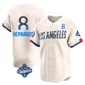 LA.Dodgers #8 Enrique Hern¨¢ndez Player Cream World Series Meet City Connect Limited Home Fdoa Stitched Jerseys