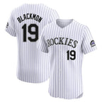 C.Rockies #19 Charlie Blackmon Player White Limited Elite Home Gdoa Stitched Jerseys