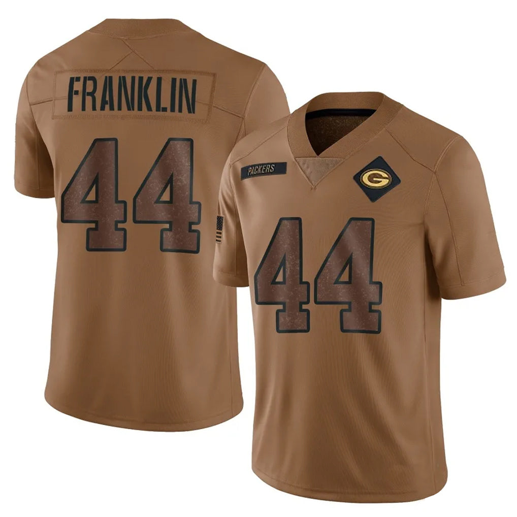 GB.Packers #44 Zaire Franklin Player Brown Salute To Service Limited Gdoa Stitched Jerseys