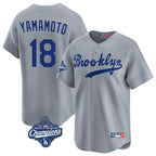 LA.Dodgers #18 Yoshinobu Yamamoto Player Gray World Series Meet Game Limited Home Fdoa Stitched Jerseys