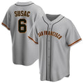 SF.Giants #6 Daniel Susac Player Gray Home Game Fdoa Stitched Jerseys