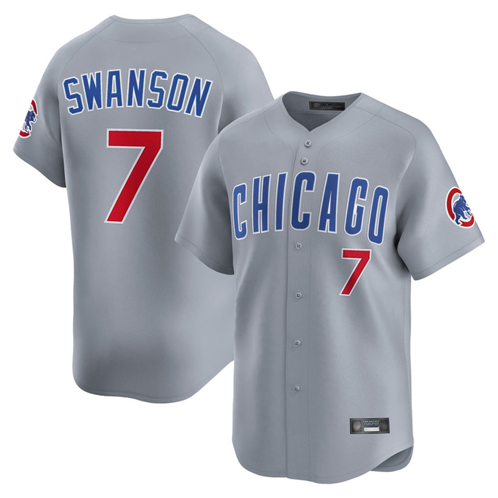 C.Cubs #7 Dansby Swanson Player Gray Road Limited Home Gdoa Stitched Jerseys