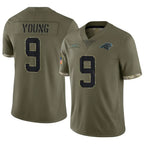 C.Panthers #9 Bryce Young Player Olive Salute To Service Limited Gdoa Stitched Jerseys