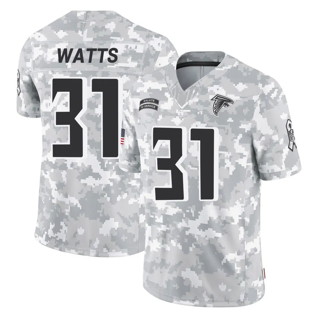 A.Falcons #31 Xavier Watts Player Camo Salute to Service Limited Gdoa Stitched Jerseys