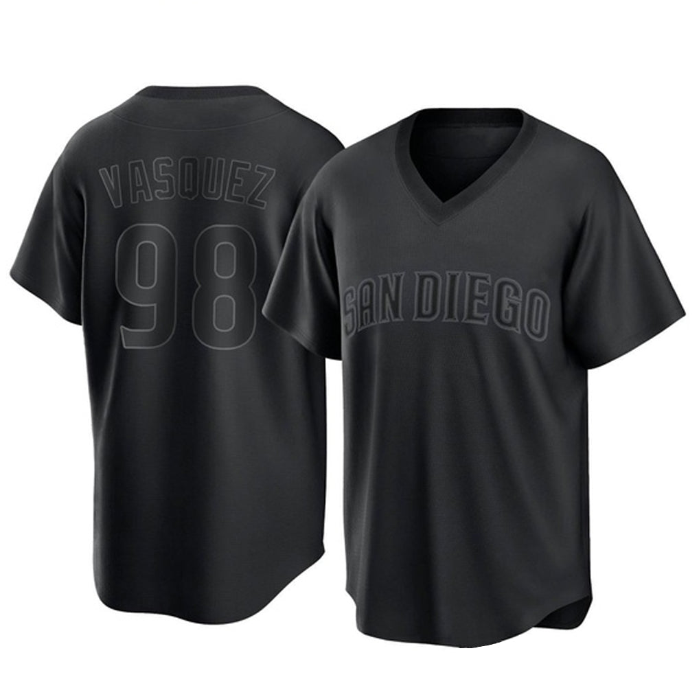 S.Diego Padres #98 Randy Vasquez Player Black Pitch Fashion Game T-shirt Fdoa Stitched Jerseys