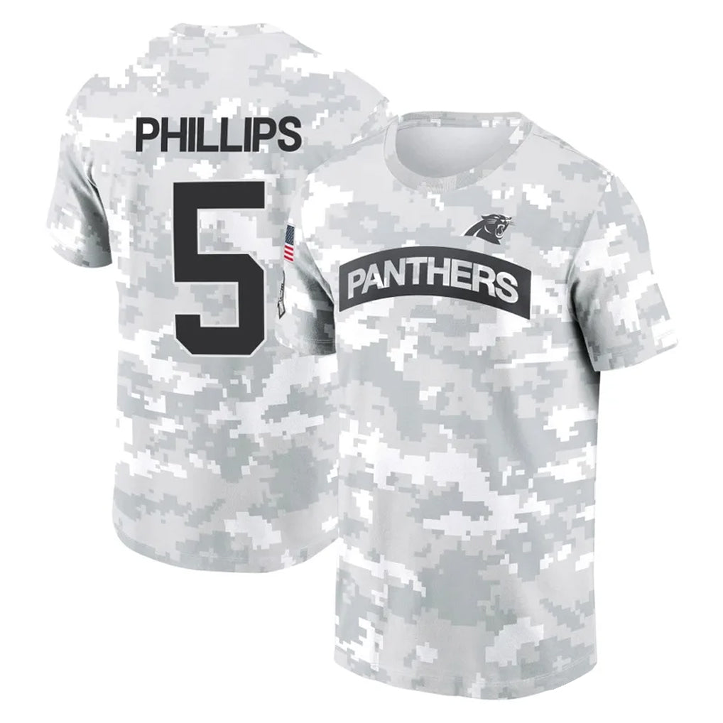 C.Panthers #5 Jaelan Phillips Player Arctic Camo Salute to Service T-Shirt Hoodies Gdoa Stitched Jerseys