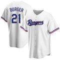 T.Rangers #21 Jake Burger Player White Home Game Fdoa Stitched Jerseys