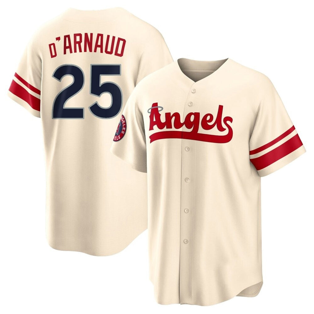 LA.Angels #25 Travis d'Arnaud Player Cream City Connect Home Fdoa Stitched Jerseys