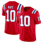 NE.Patriots #10 Drake Maye Player Red Limited Vapor F.U.S.E. Home Game Gdoa Stitched Jerseys