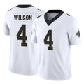 NO.Saints #4 Zach Wilson Player White Limited Vapor F.U.S.E. Home Game Gdoa Stitched Jerseys