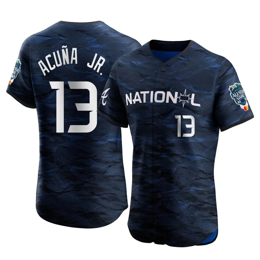 A.Braves #13 Ronald Acuna Jr Player Royal National League All-Star Limited Elite Home Game Gdoa Stitched Jerseys