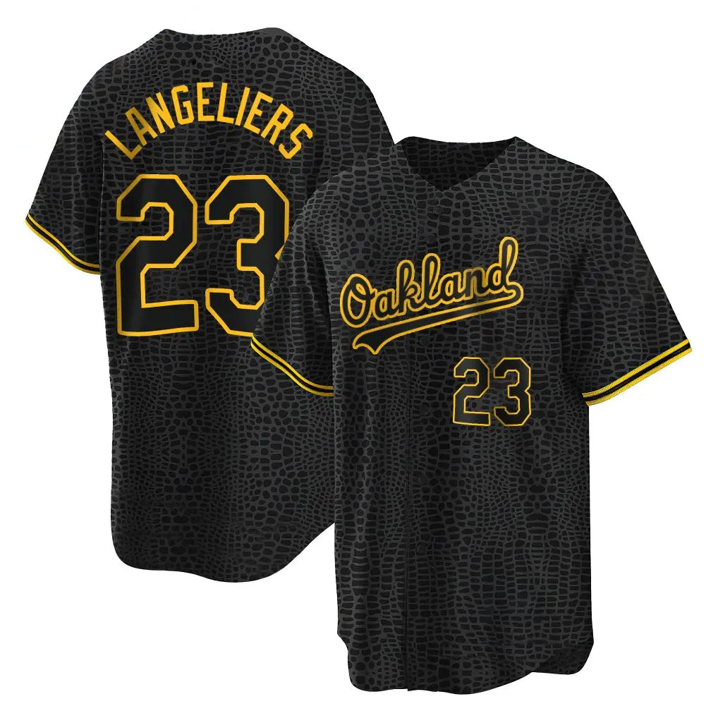 Athletics #23 Shea Langeliers Player Black Snake Skin City Home Game Gdoa Stitched Jerseys