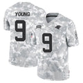 C.Panthers #9 Bryce Young Player Arctic Camo Salute to Service Limited Gdoa Stitched Jerseys