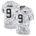 C.Panthers #9 Bryce Young Player Arctic Camo Salute to Service Limited Gdoa Stitched Jerseys