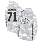 KC.Chiefs #71 Josh Simmons Player Arctic Camo Salute to Service Hoodies Limited Game Gdoa Stitched Jerseys