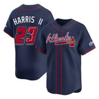 A.Braves #23 Michael Harris II Player Navy 2025 Speedway Classic Home Game Gdoa Stitched Jerseys