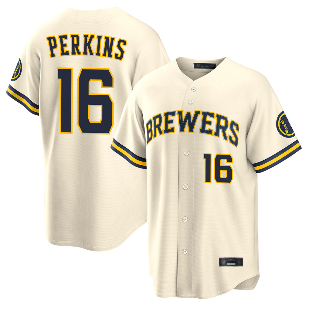 M.Brewers #16 Blake Perkins Player Cream Home Limited Fdoa Stitched Jerseys