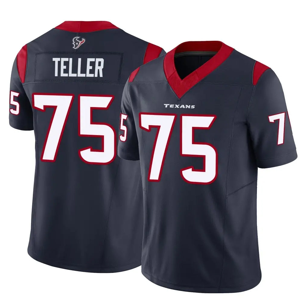 H.Texans #75 Wyatt Teller Player Navy Limited Vapor F.U.S.E. Home Game Gdoa Stitched Jerseys