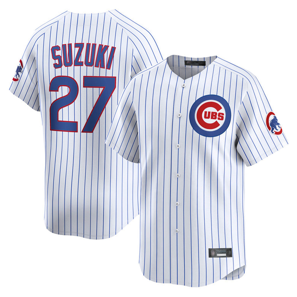 C.Cubs #27 Seiya Suzuki Player White Limited Home Game Gdoa Stitched Jerseys
