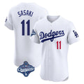 LA.Dodgers #11 Roki Sasaki Player White World Series Meet Limited Elite Home Fdoa Stitched Jerseys
