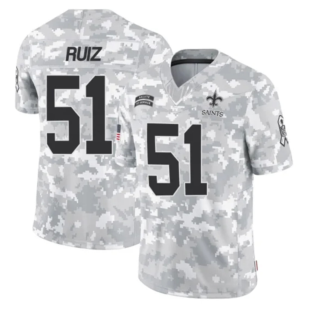 NO.Saints #51 Cesar Ruiz Player Arctic Camo Salute To Service Limited Game Gdoa Stitched Jerseys