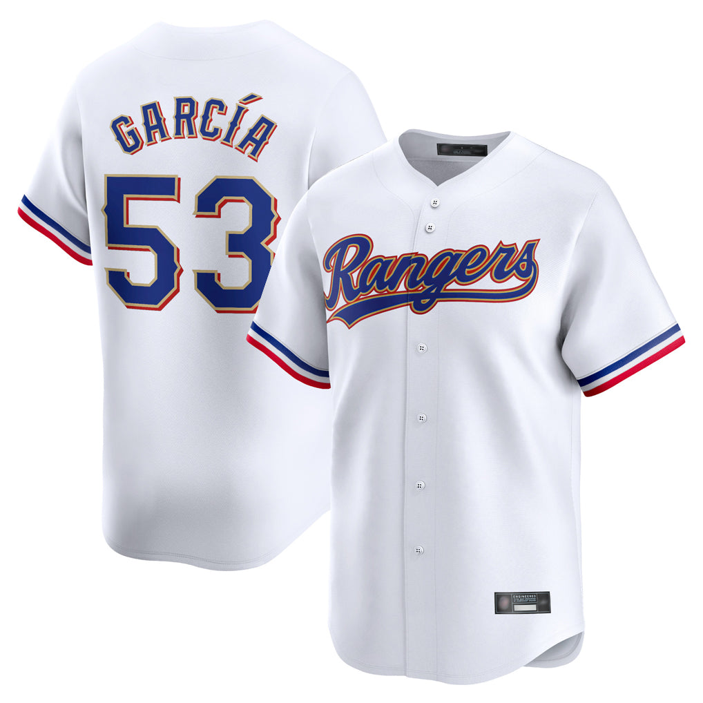 T.Rangers #53 Adolis Garcia Player Gold Home Limited White Fdoa Stitched Jerseys
