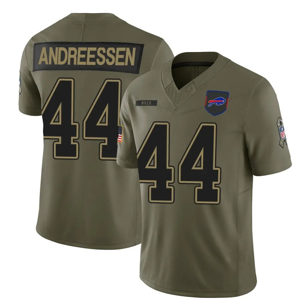 B.Bills #44 Joe Andreessen Player Olive Salute to Service Vapor F.U.S.E. Limited Gdoa Stitched Jerseys