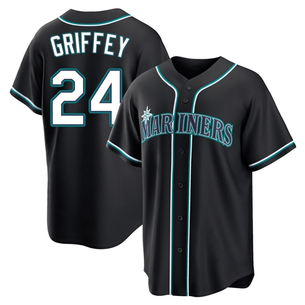 S.Mariners #24 Ken Griffey Jr Player Black Fashion Home Limited Fdoa Stitched Jerseys