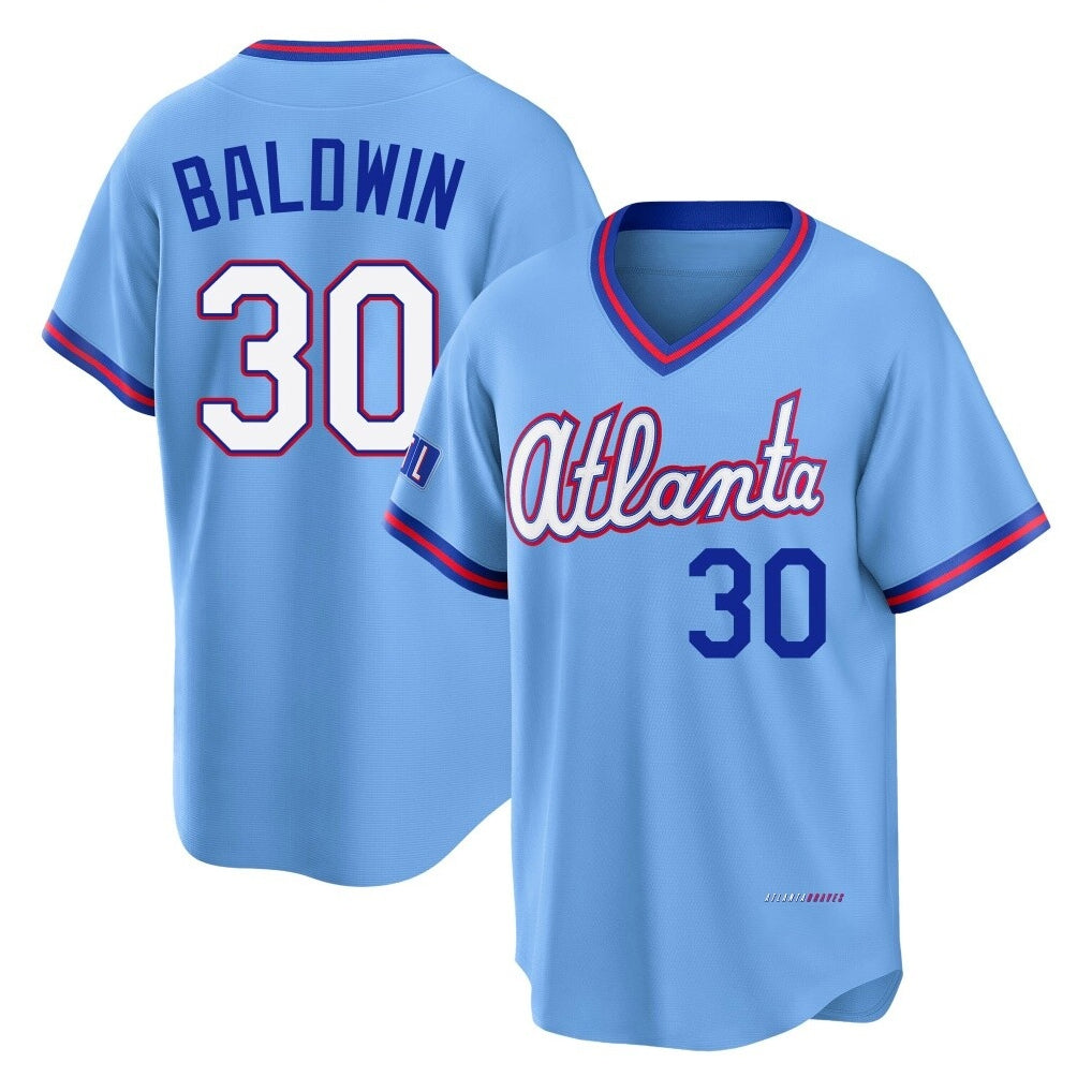 A.Braves #30 Drake Baldwin Player Powder Blue 2026 City Connect T-shirt Home Game Gdoa Stitched Jerseys