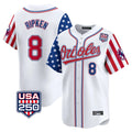 B.Orioles #8 Cal Ripken Player White USA 250 Independence Day Vapor Premier Home Game Gdoa Stitched Jerseys