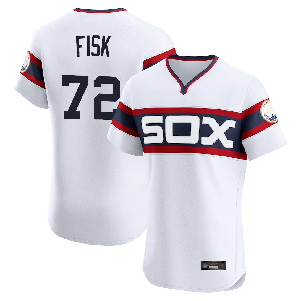 C.White Sox #72 Carlton Fisk Player White T-shirt Limited Elite Home Gdoa Stitched Jerseys