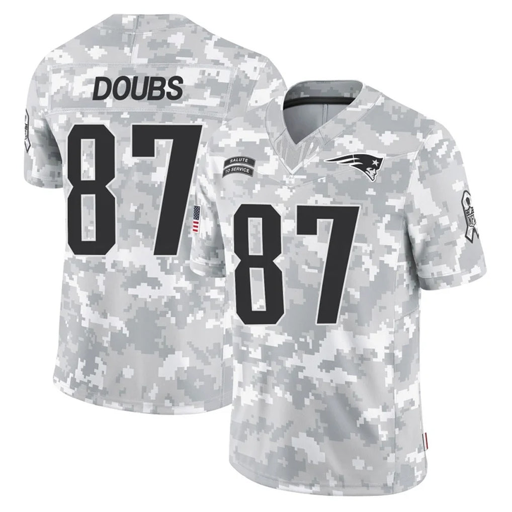 NE.Patriots #87 Romeo Doubs Player Arctic Camo Salute To Service Limited Game Gdoa Stitched Jerseys