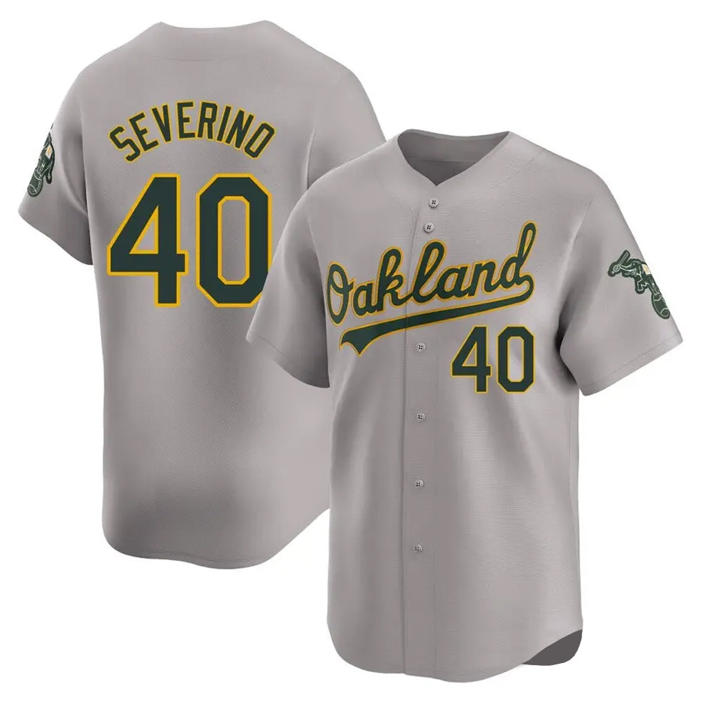 Athletics #40 Luis Severino Player Gray Road Limited Home Game Gdoa Stitched Jerseys