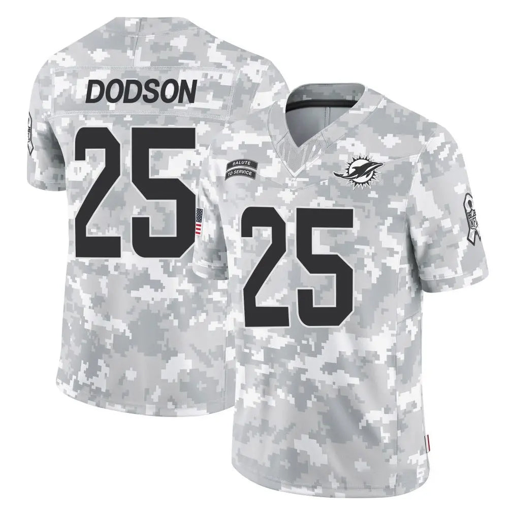 M.Dolphins #25 Tyrel Dodson Player Arctic Camo Salute To Service Limited Game Gdoa Stitched Jerseys