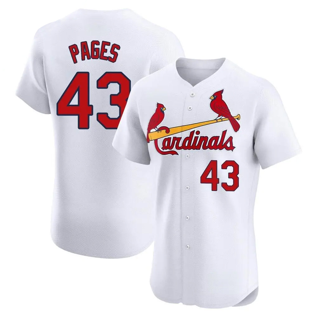 St. Louis Cardinals #43 Pedro Pages Player White Home Limited Elite Fdoa Stitched Jerseys