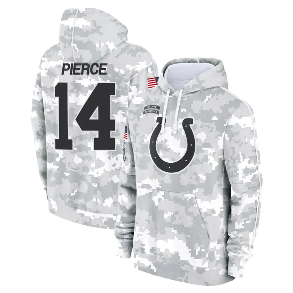 IN.Colts #14 Alec Pierce Player Arctic Camo Salute to Service Hoodies Limited Game Gdoa Stitched Jerseys