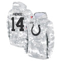 IN.Colts #14 Alec Pierce Player Arctic Camo Salute to Service Hoodies Limited Game Gdoa Stitched Jerseys